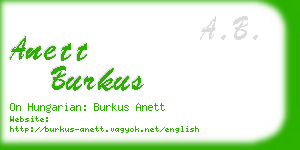 anett burkus business card
